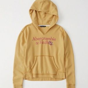ABERCROMBIE & FITCH FLORAL EMBROIDERED LOGO HOODIE